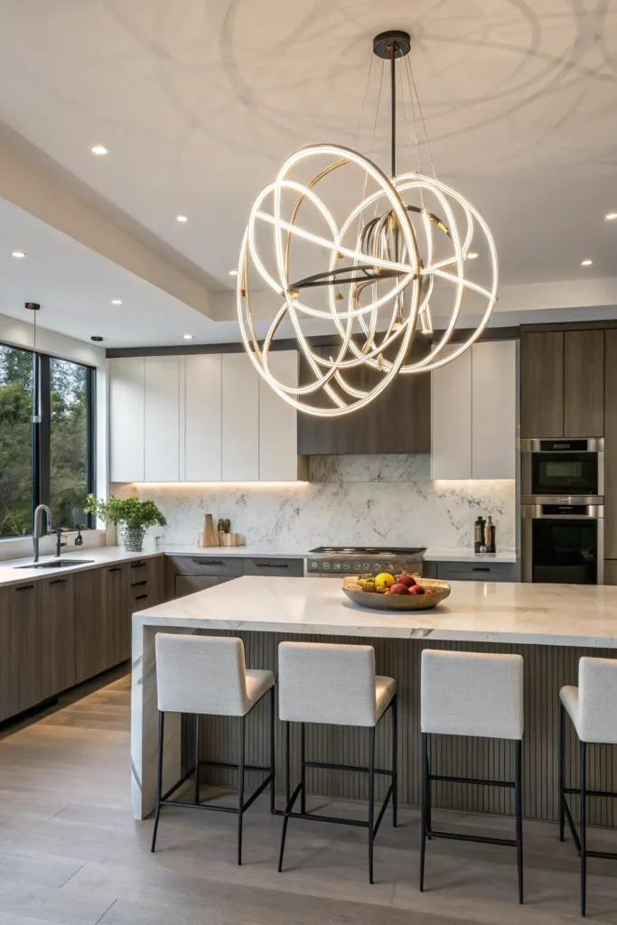12 a designer kitchen with a waterfall island a