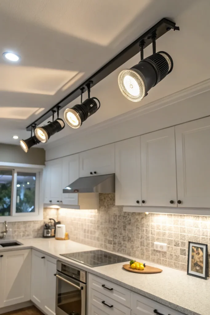 12 a functional kitchen corner with a low ceilin