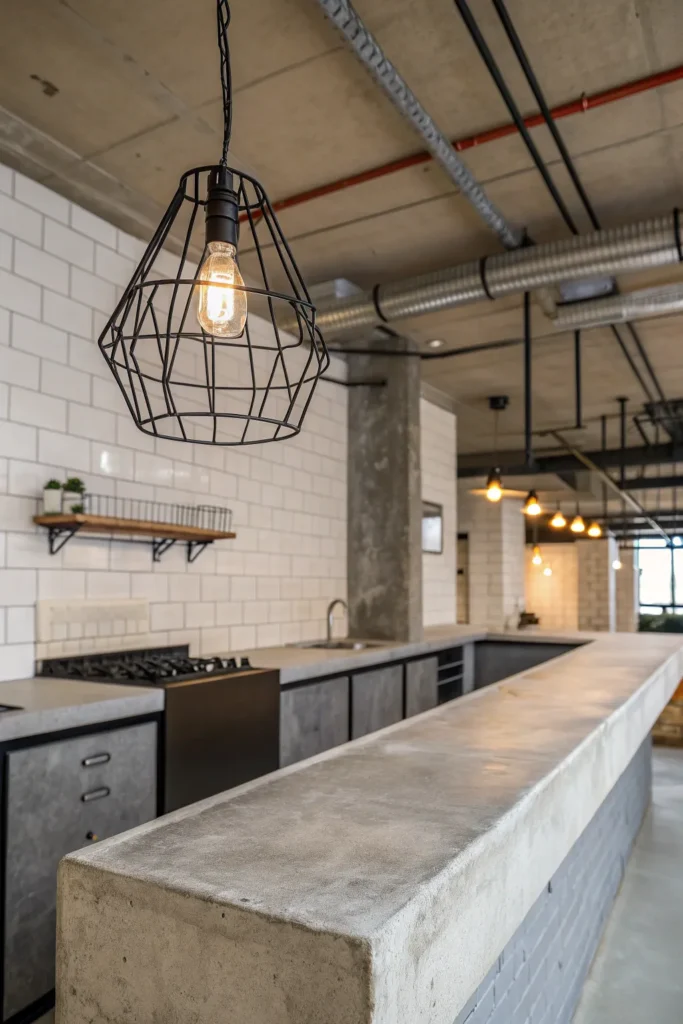 12 an industrial style kitchen with concrete cou