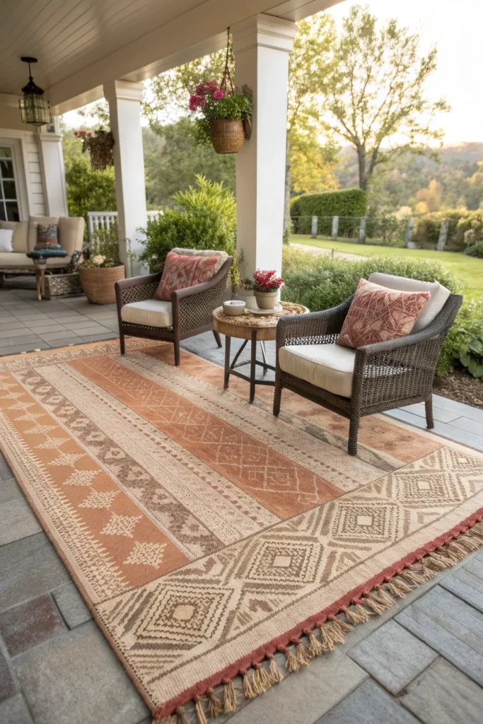 12 an outdoor seating area on a patio defined b