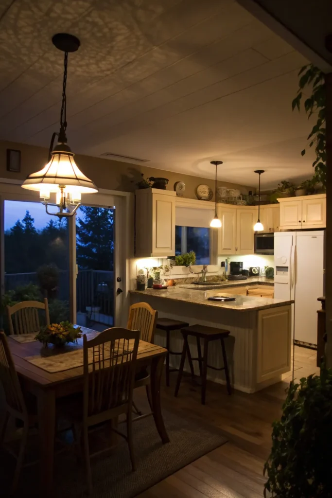 13 a cozy kitchen scene in the evening a dimmer