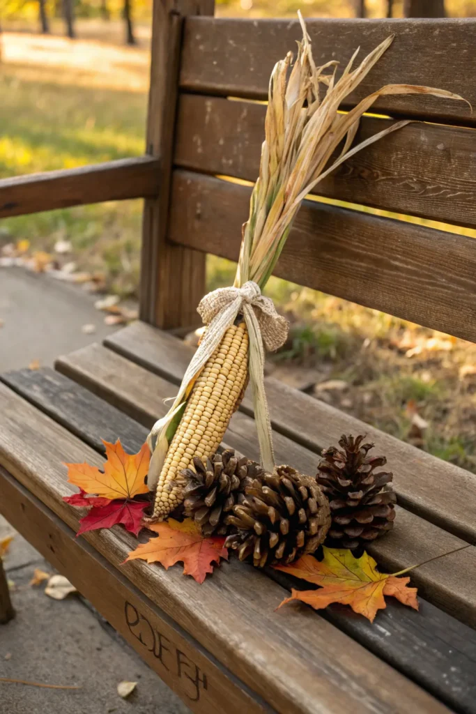 13 a naturalistic bench setting with a bundle of