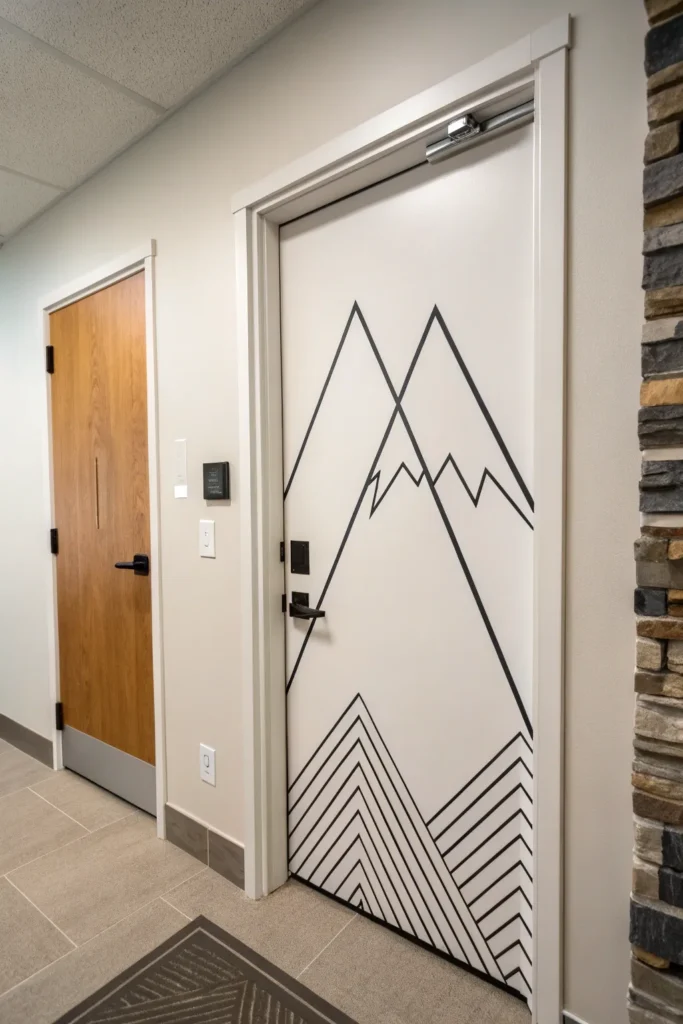 13 a sleek minimalist dorm door with a single