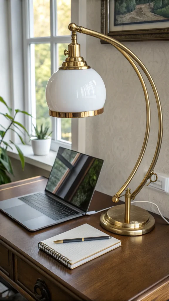 13 a stylish desk where the lamp is the key deco