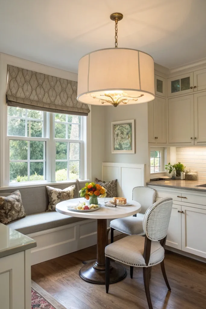 13 a transitional kitchen with a breakfast nook
