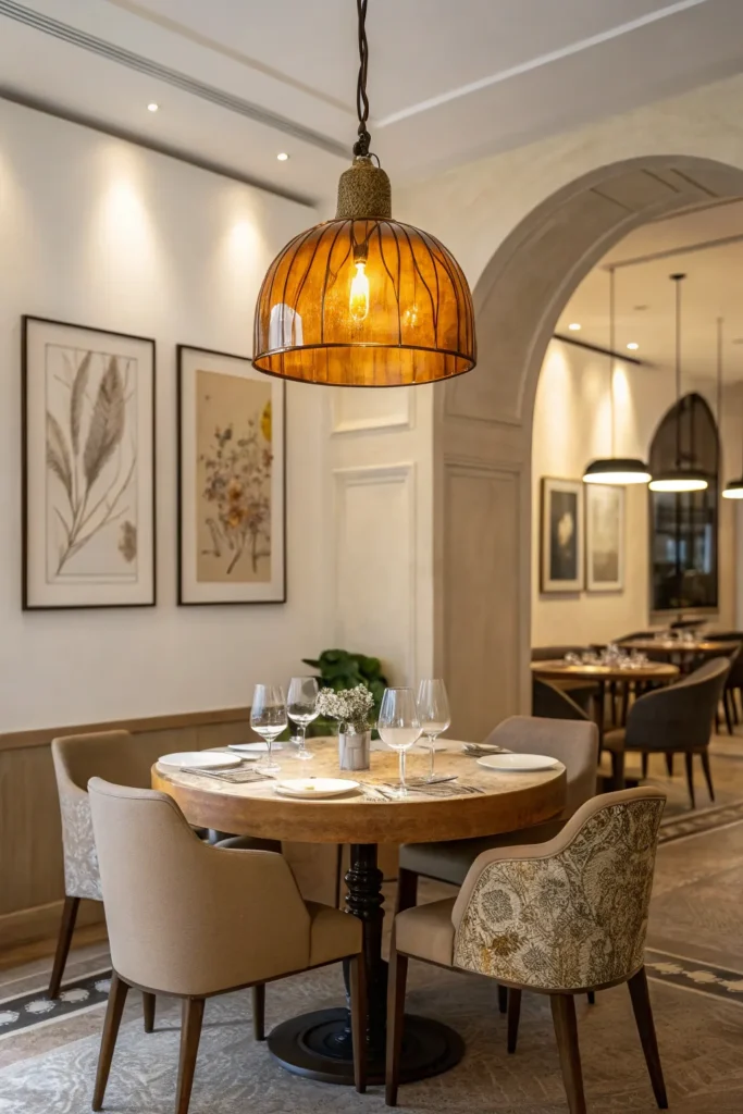 13 an artistic dining space with neutral decor