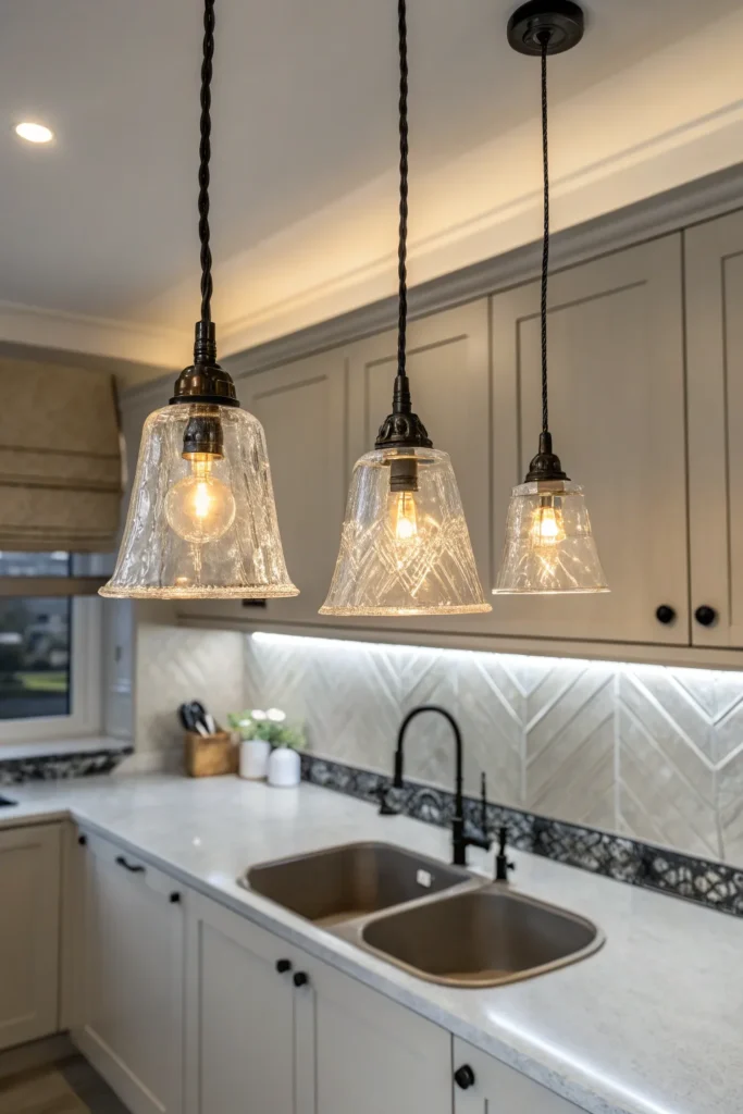 13 an artistic kitchen setup where a cluster of