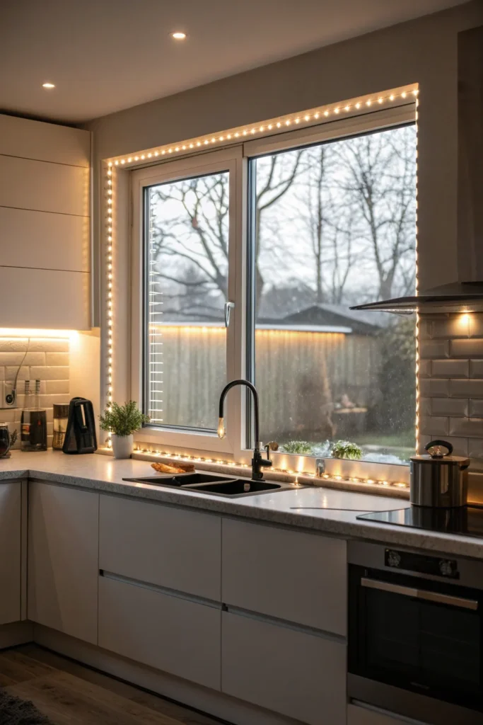 14 a kitchen with a large window over the sink