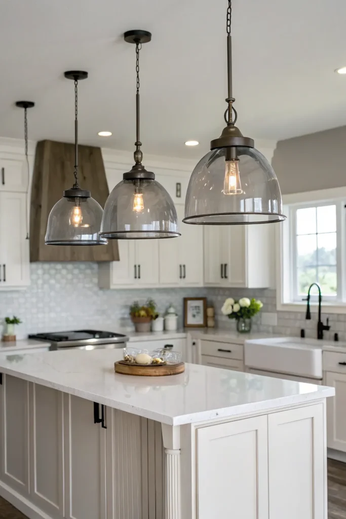 14 a neutral kitchen with a white island three