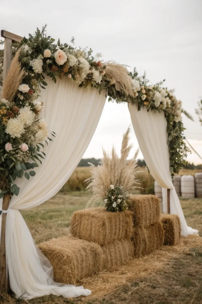 14 a romantic wedding backdrop a wide low arch