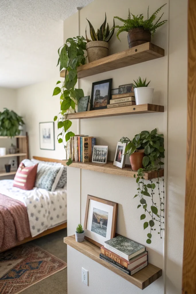 14 floating shelves with d cor single dorm wall