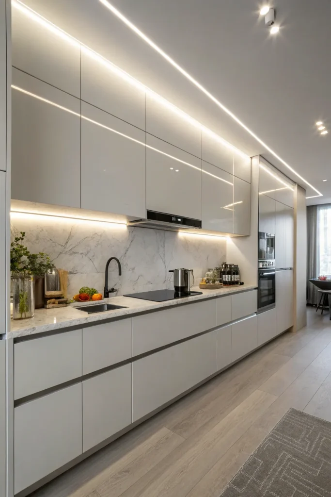 15 a high end kitchen with a sleek minimalist l