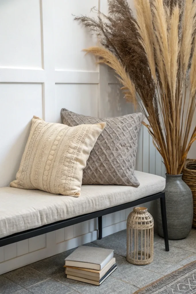 15 a modern minimalist bench decorated with a n