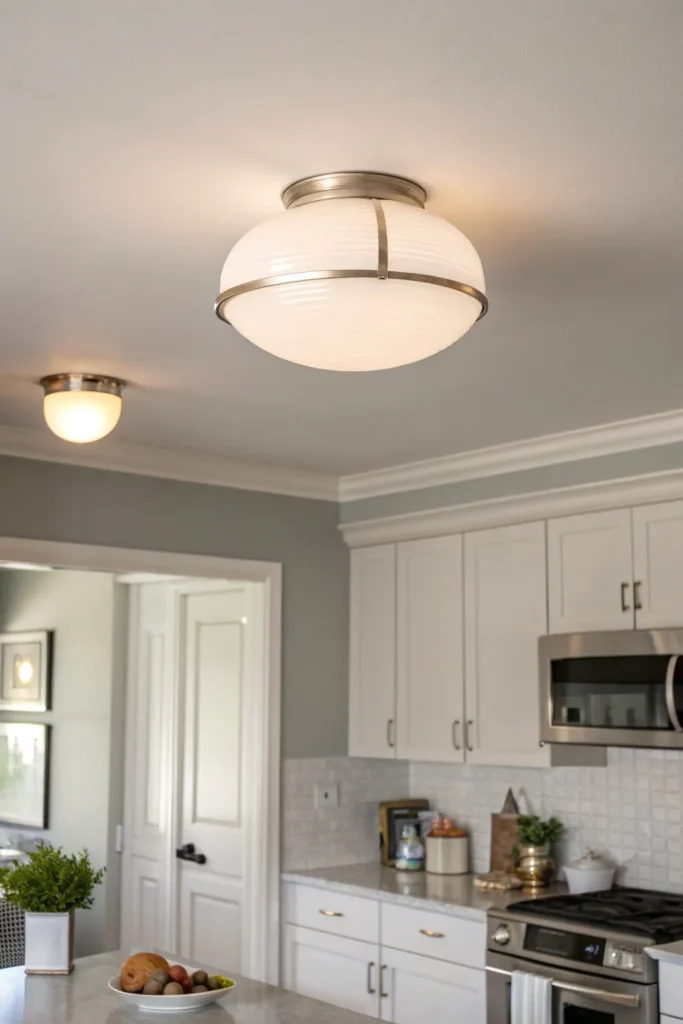 15 a soft serene kitchen with pale gray walls