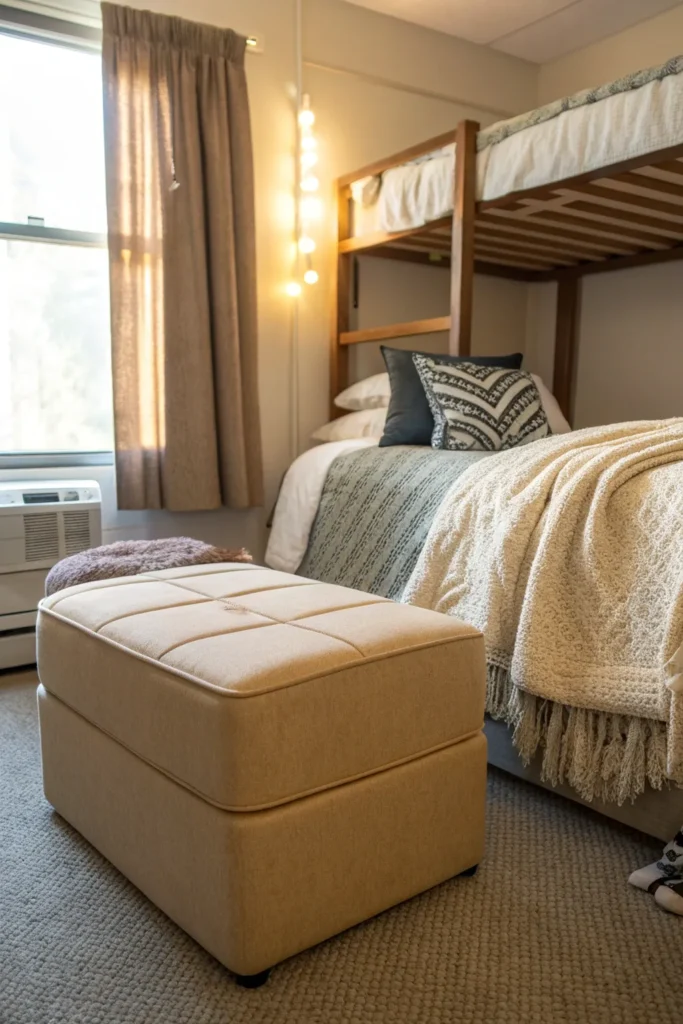 15 dorm room with extra seating beige ottoman