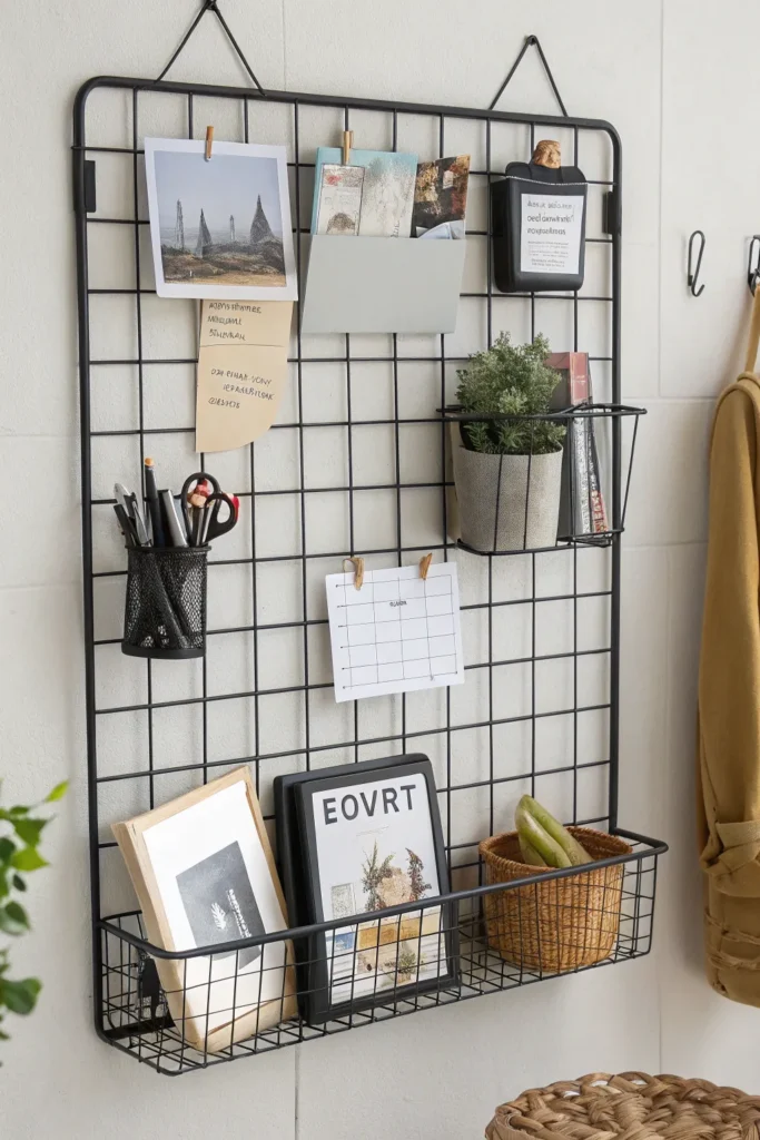 15 dorm wall with grid organizer black metal g
