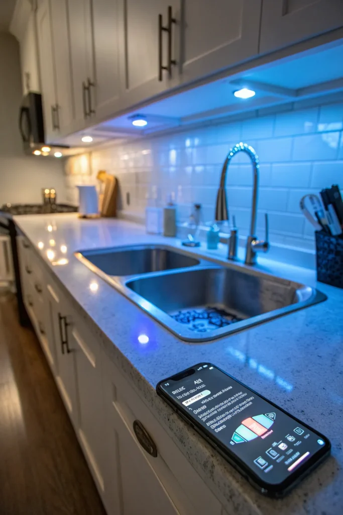 16 a high tech kitchen sink area the under cabi