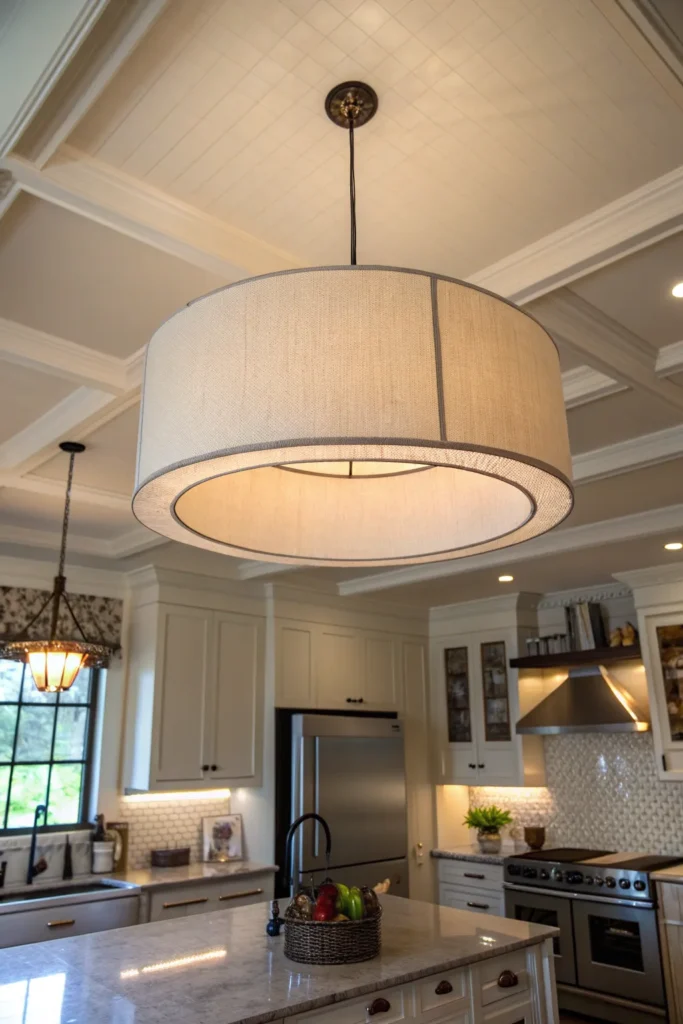 16 a kitchen with a high but simple ceiling a