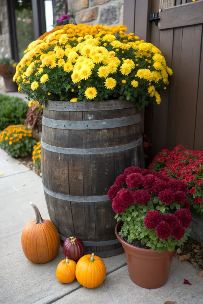 16 a large dark wood wine barrel repurposed as 1