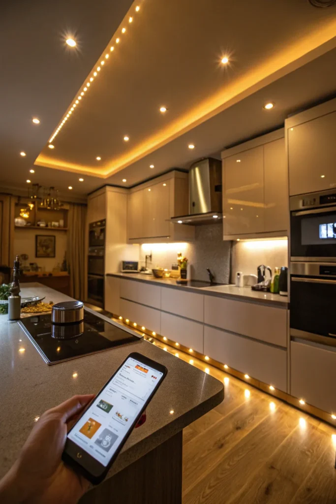 16 a modern kitchen where the lighting is part o 1