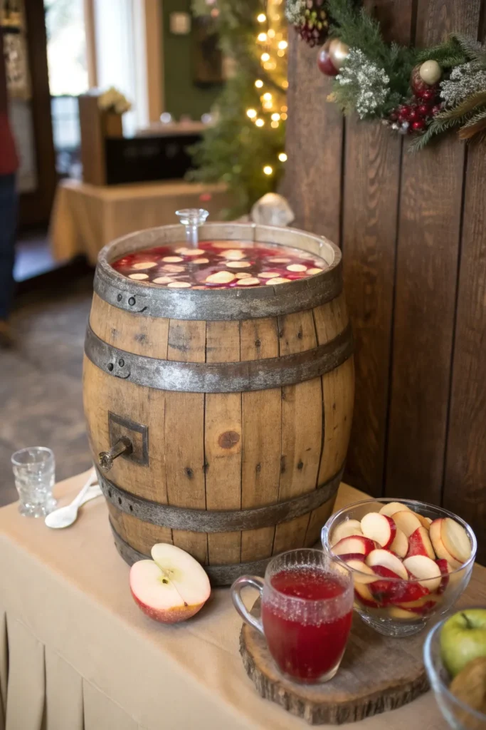 16 a rustic wooden barrel used as a punch bowl s