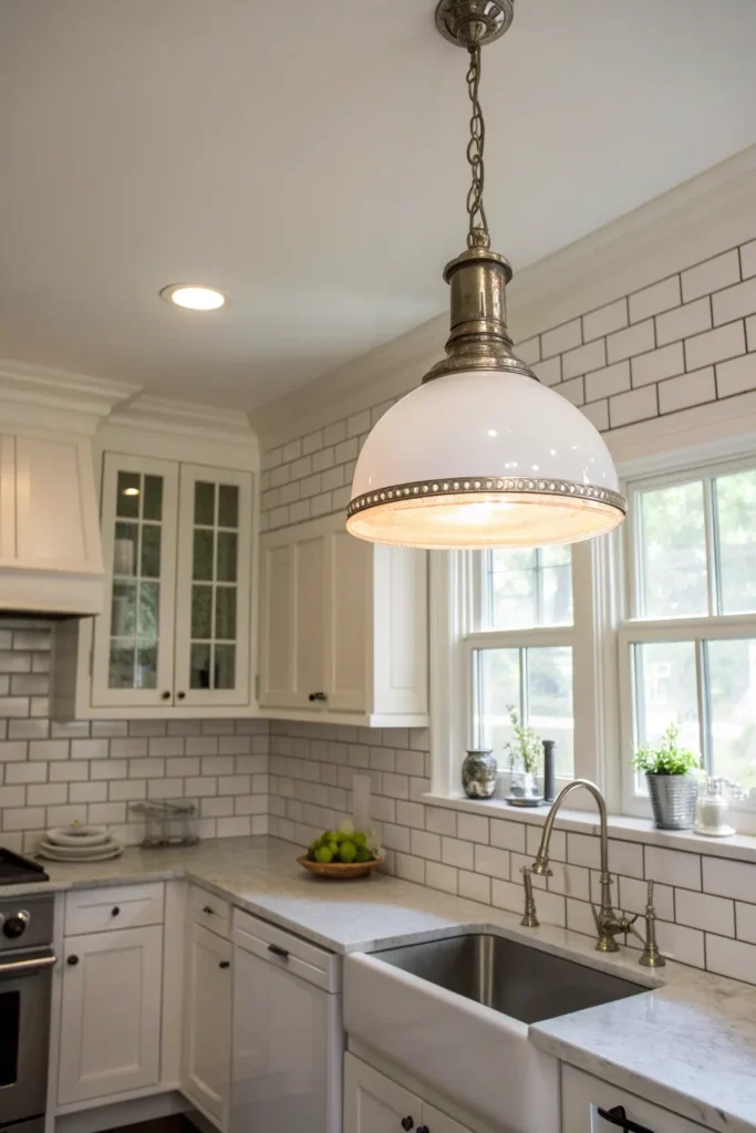 17 a classic kitchen with subway tile a single