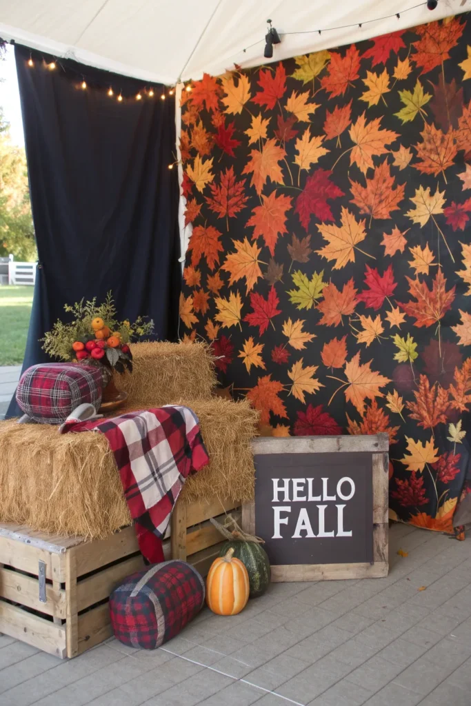17 a fun photo booth corner with a backdrop of a