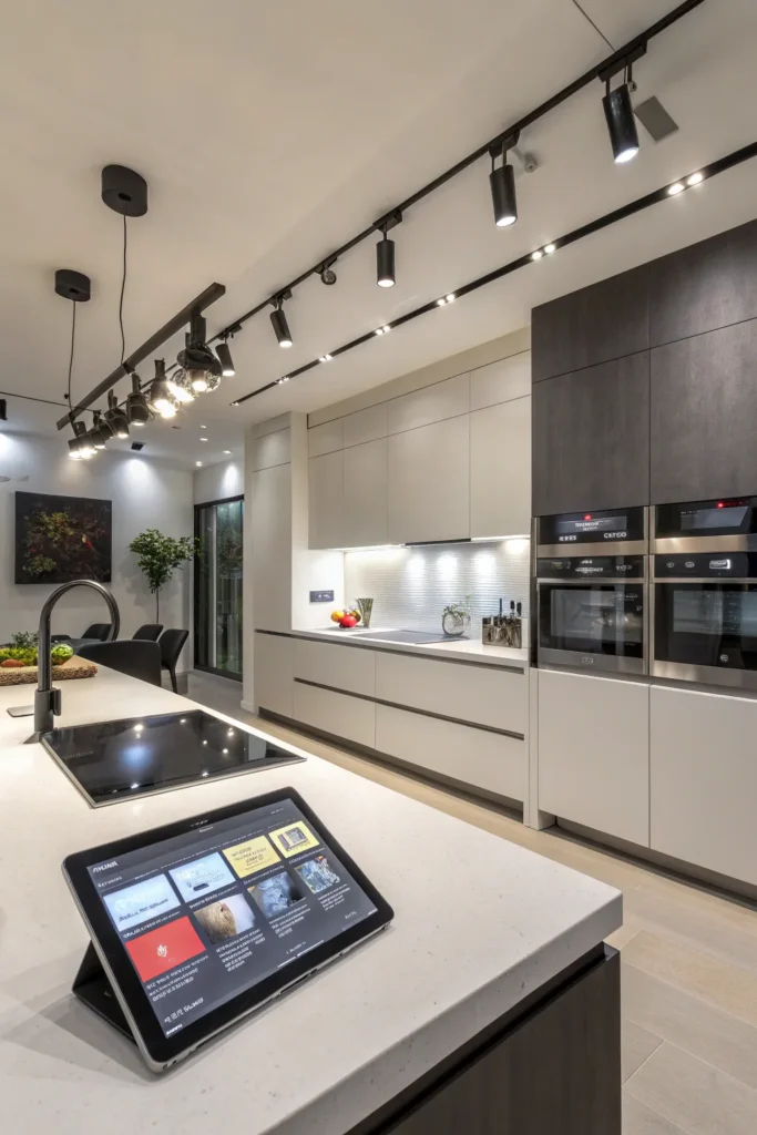 17 a high tech modern kitchen the track lighti