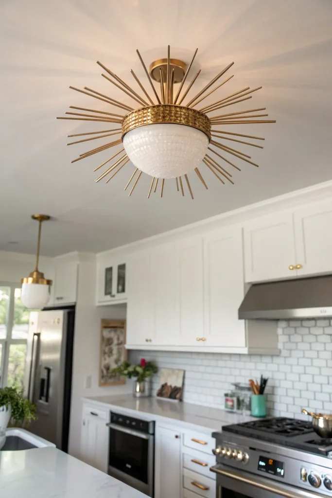 17 a kitchen with mid century modern influences