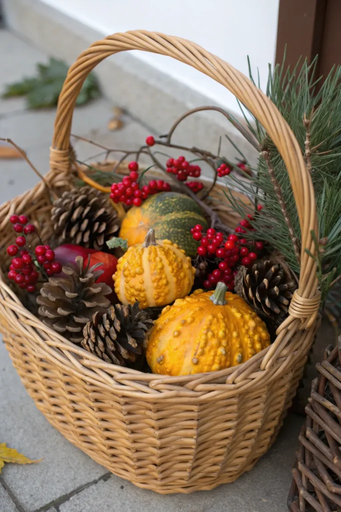 17 a large woven wicker basket filled with an a