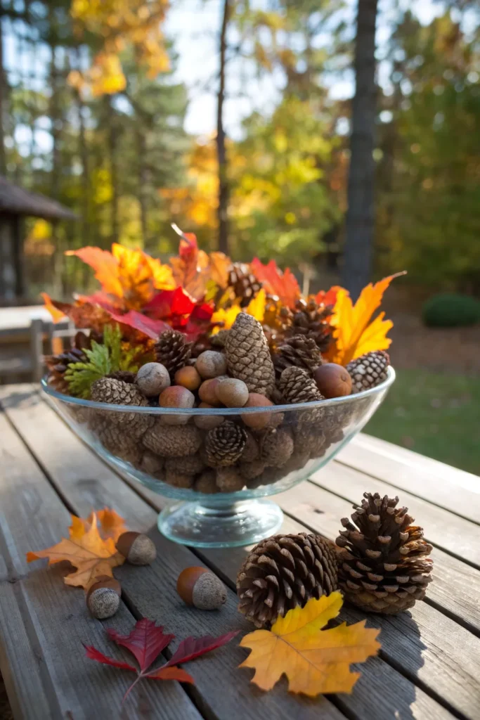 18 a natural foraged centerpiece on an outdoor