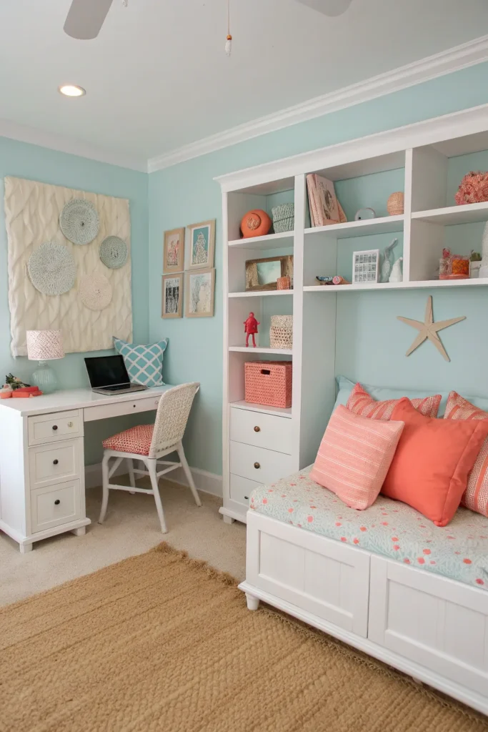 19 beach inspired dorm design pastel blue walls