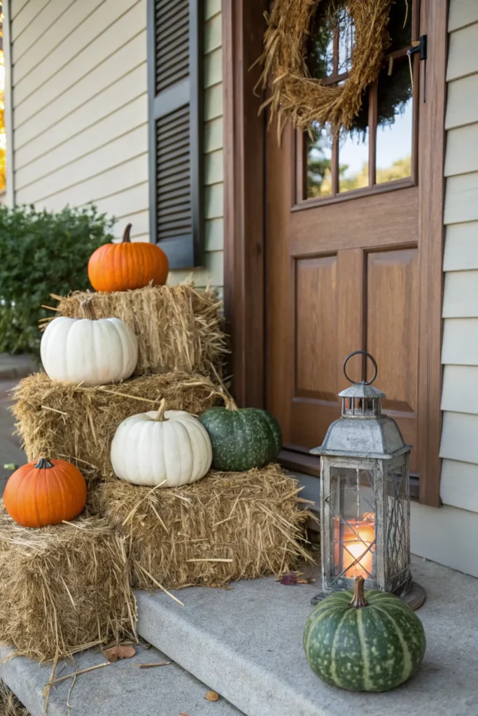 2 a charming front porch setup with two hay bale