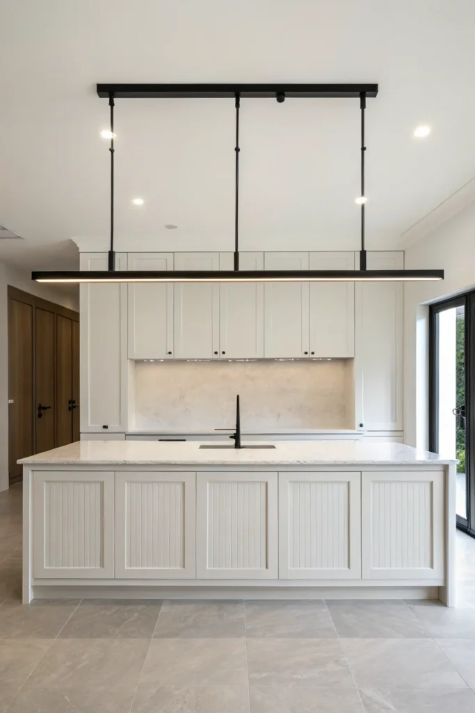 2 a long minimalist kitchen island a single b