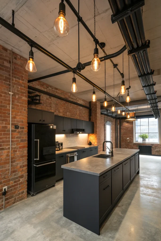2 an industrial loft style kitchen with exposed