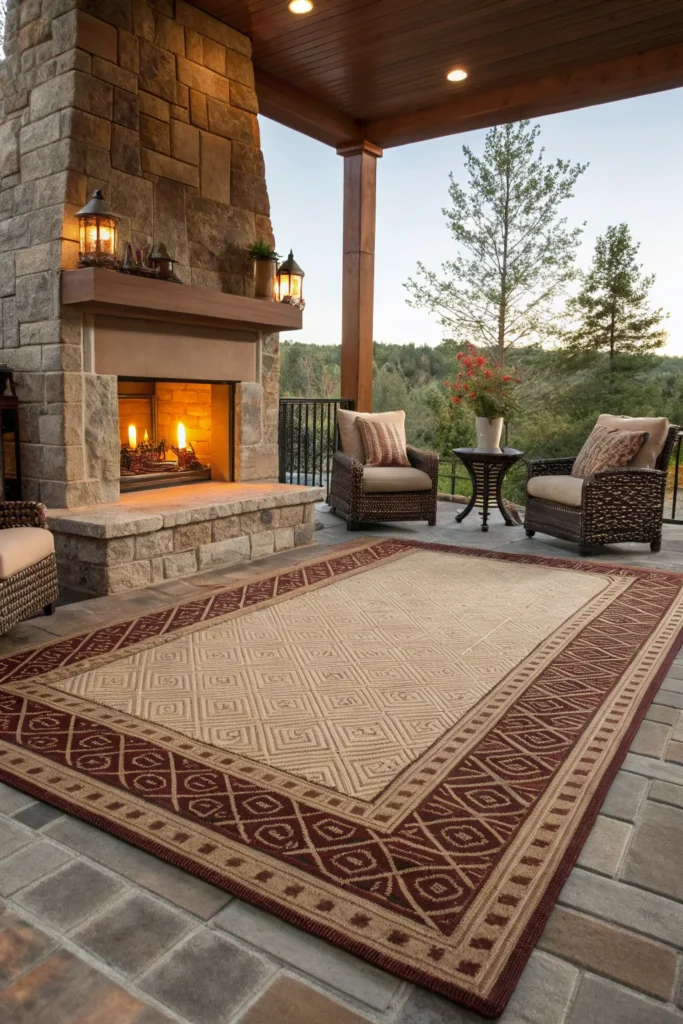2 an outdoor living area centered around a firep