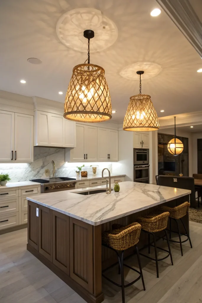 20 a professionally lit kitchen island a combin