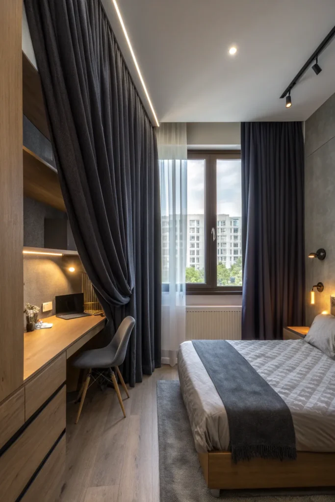 20 dorm window with blackout curtains stylish