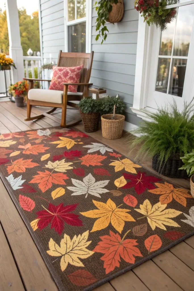 21 a durable outdoor rug with a pattern designed