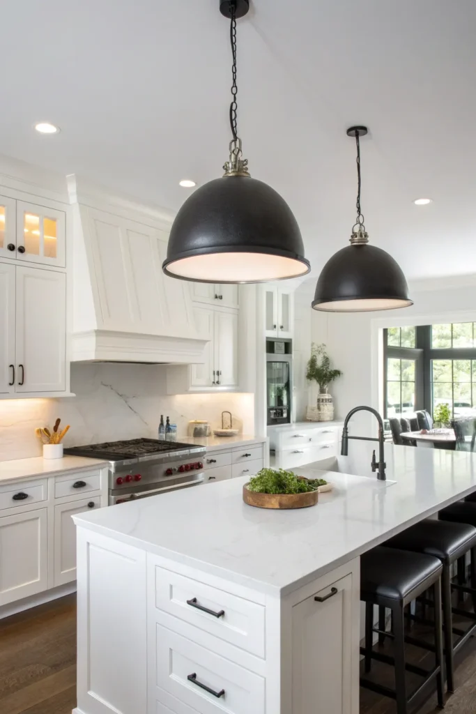 21 a modern kitchen with white shaker cabinets