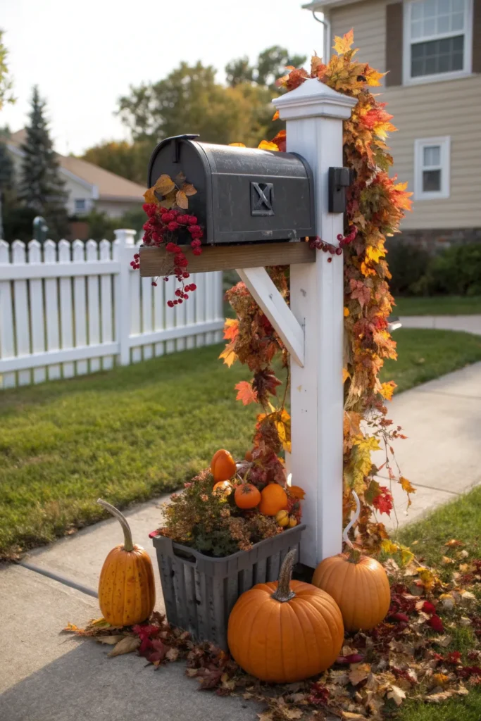 22 a suburban mailbox transformed with fall flai
