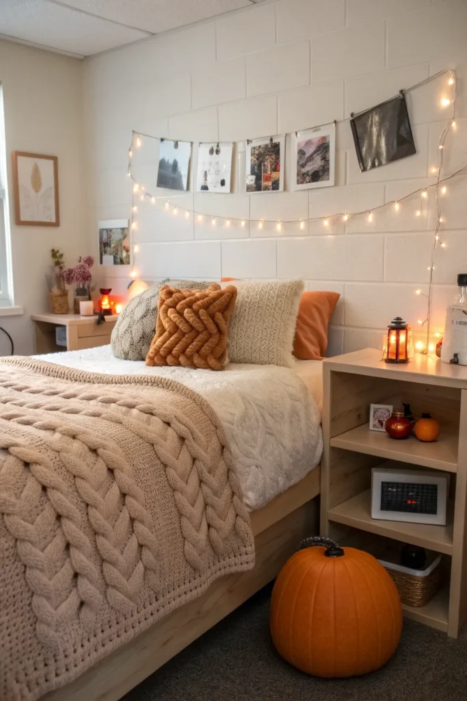 22 seasonal dorm switch up cozy blanket on bed
