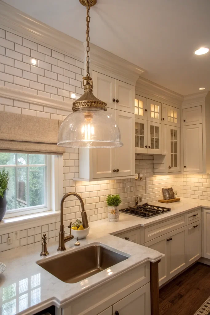24 a classic elegant kitchen with a subway tile