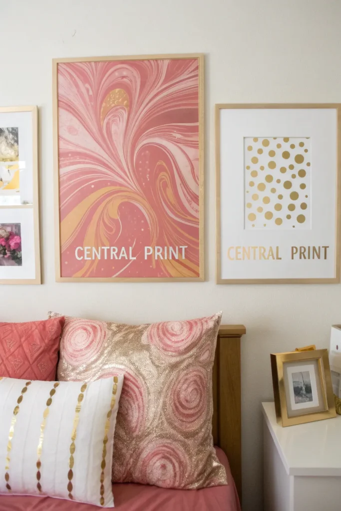 3 a curated gallery wall on a plain dorm wall i