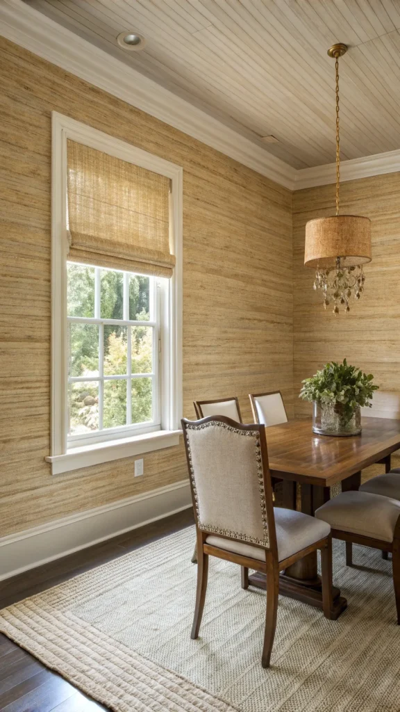 10 Dining Room Wallpaper Ideas That Make a Statement 3 a realistic dining room featuring walls covere