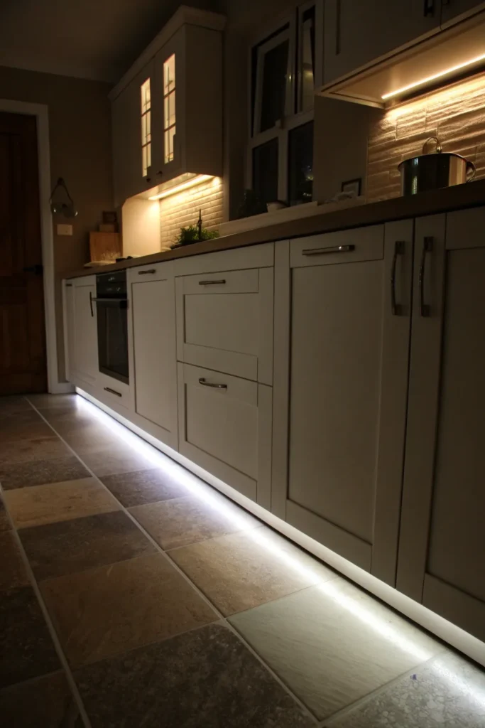 4 a kitchen scene at night a soft white glow e