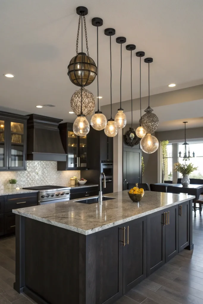 4 a large dark toned kitchen island a dramatic