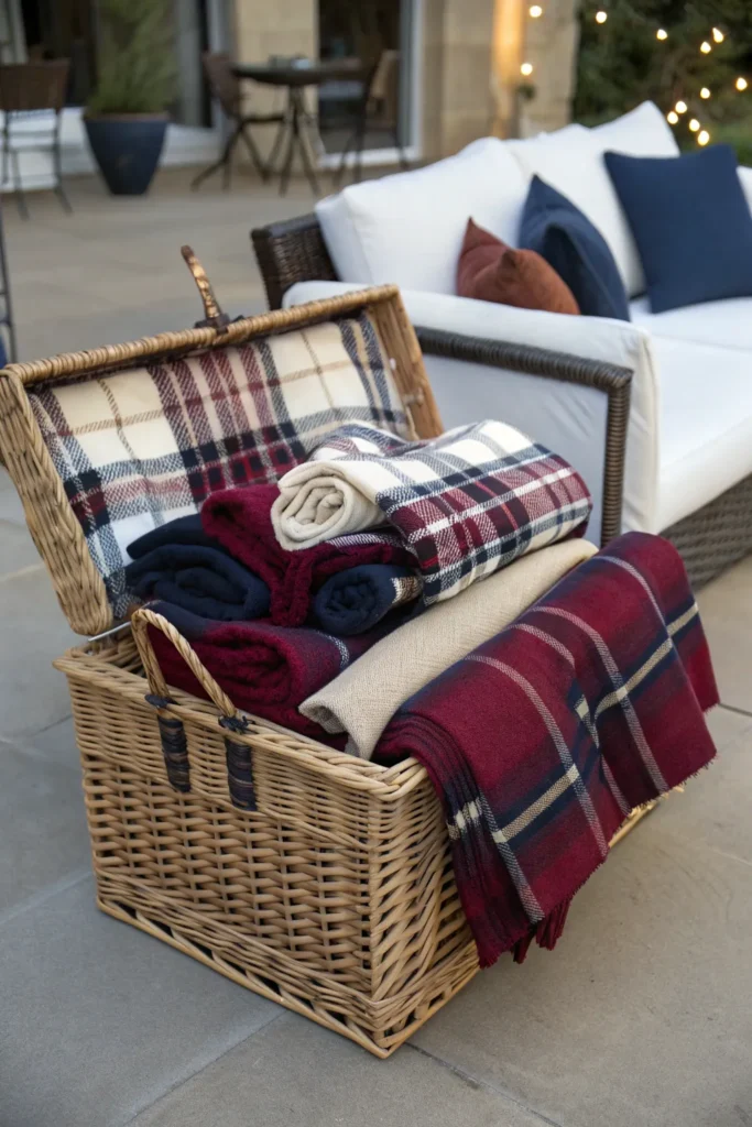 4 a large stylish wicker basket filled to the b