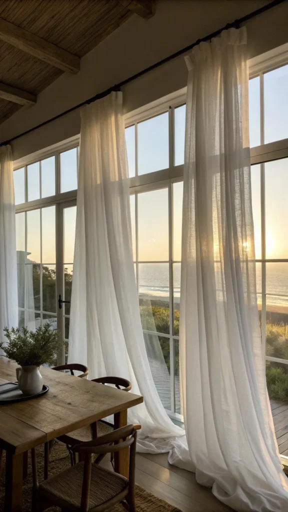 10 Coastal Dining Room Ideas for a Breezy, Beachy Feel 4 a realistic coastal dining room window dressed