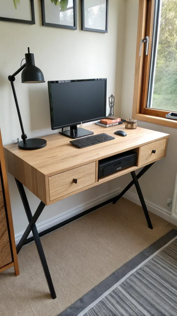 4 a stylish two tone desk adding depth to a dorm